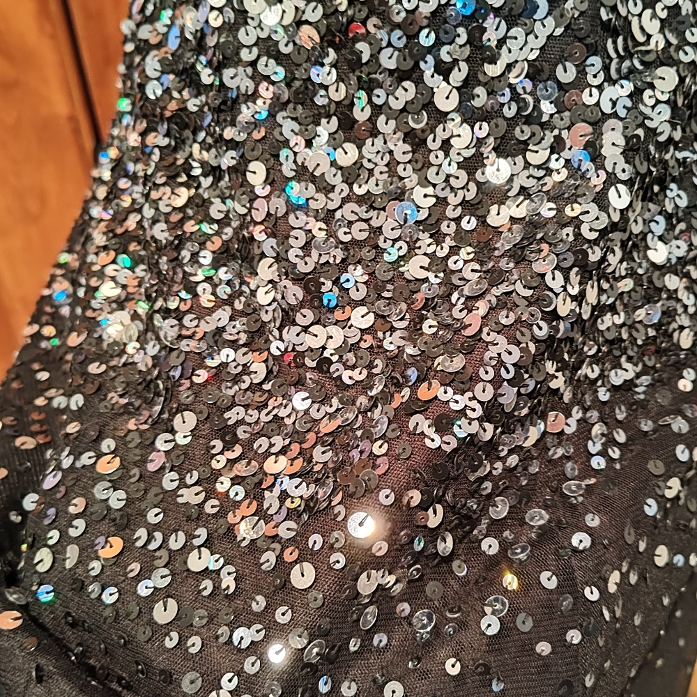 Scala Black Sequined Strapless Fit & Flare Dress - image 8